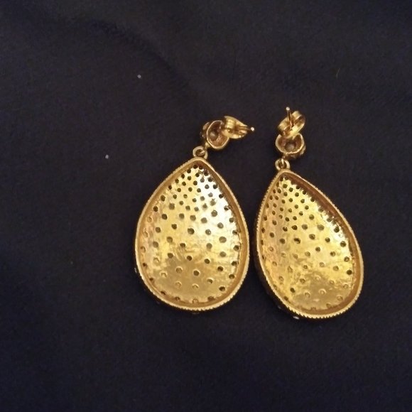 Yellow Crystal Tear Drop Dangling Earrings - Picture 5 of 11